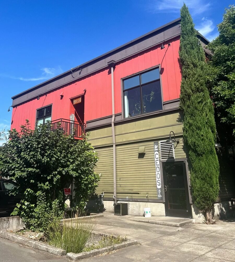 Treat salon — red building exterior Portland Oregon