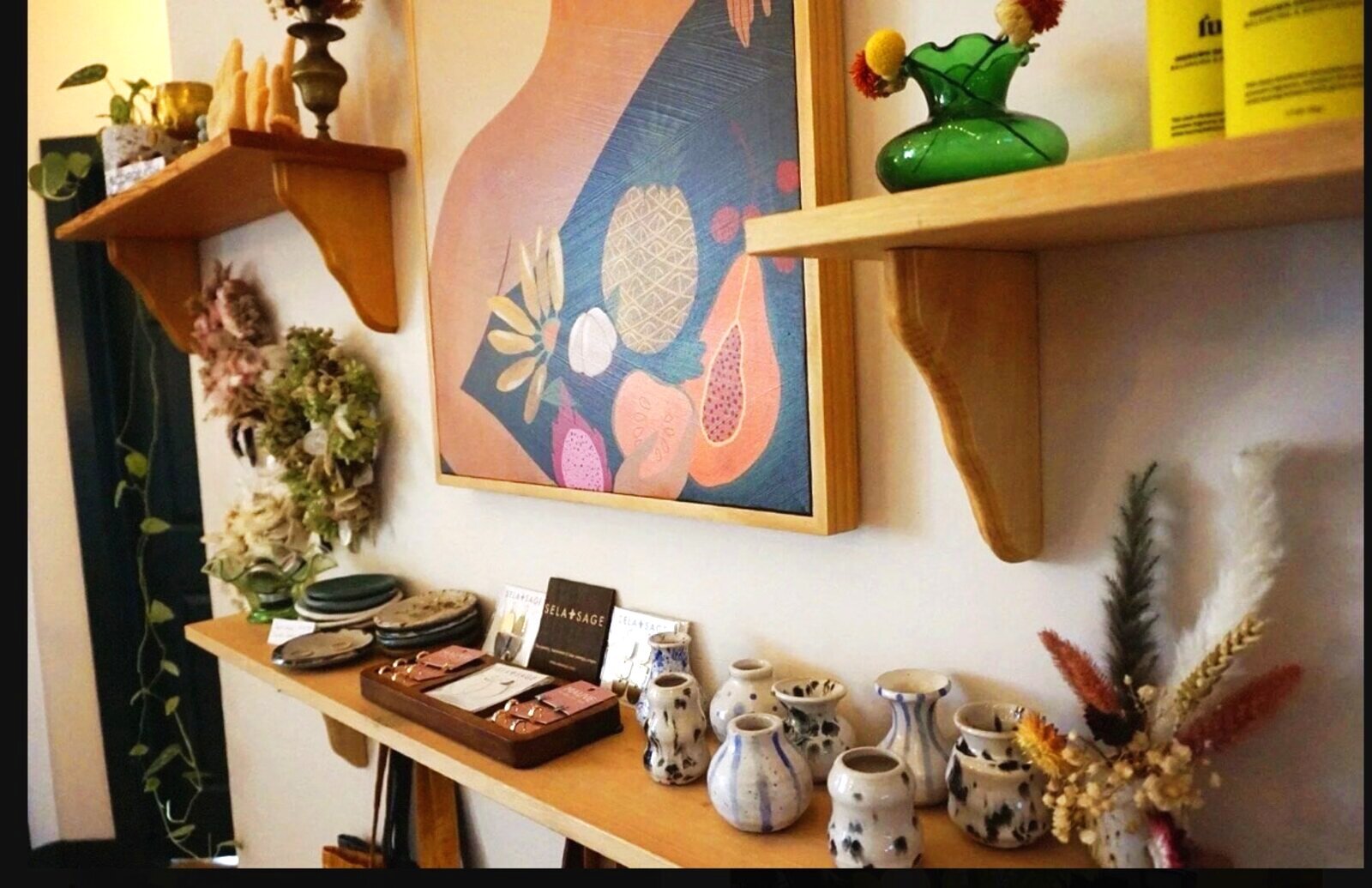 Treat salon signature dark floral painting — Portland Oregon esthetics studio